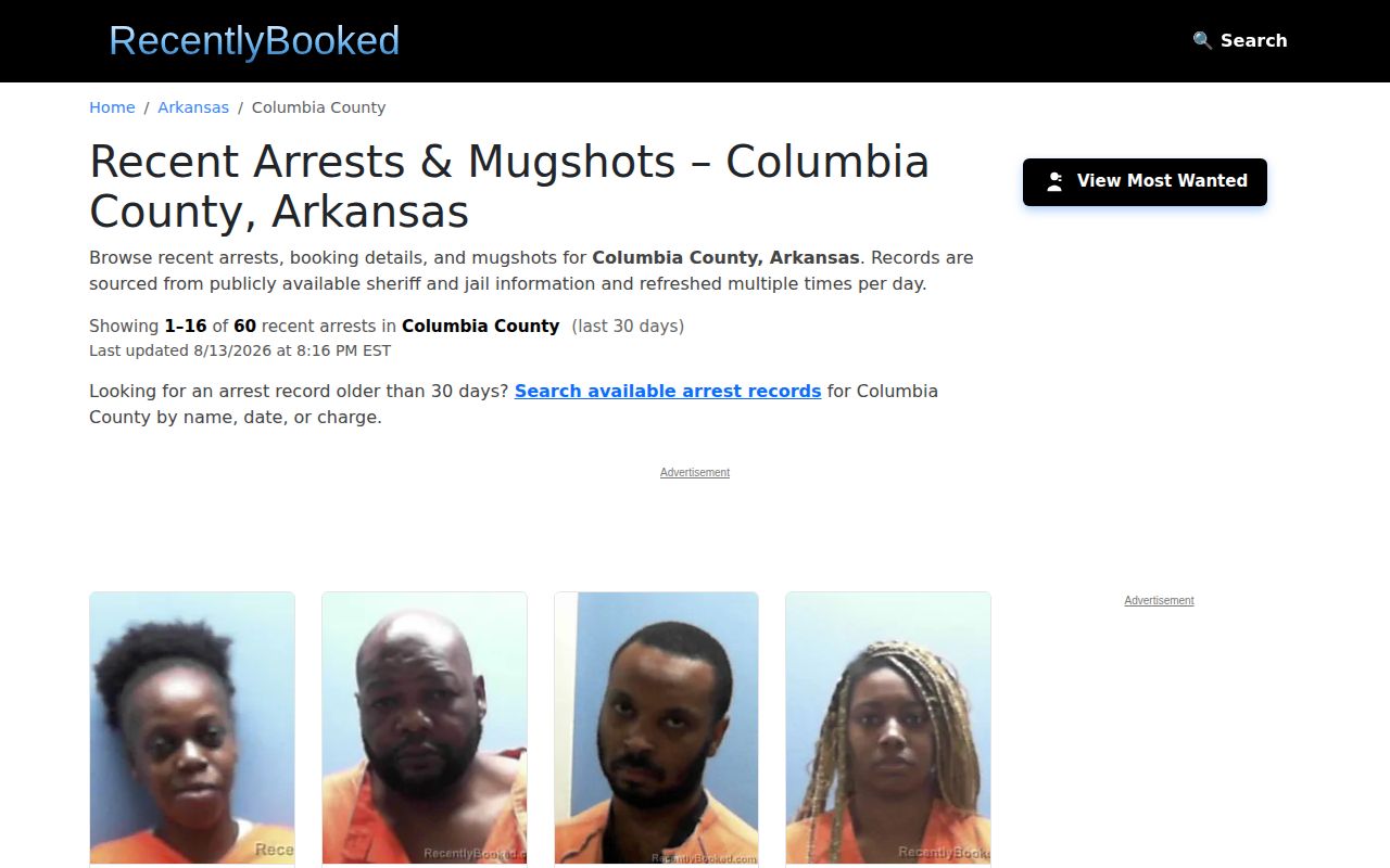 Unofficial Columbia County booking news and mugshot page