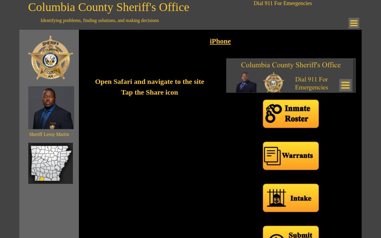 Columbia County sheriff booking alert PWA instructions